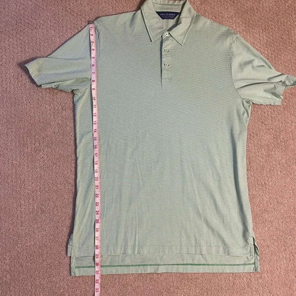 Polo Golf Ralph Lauren shirt short sleeve green white stripe Large